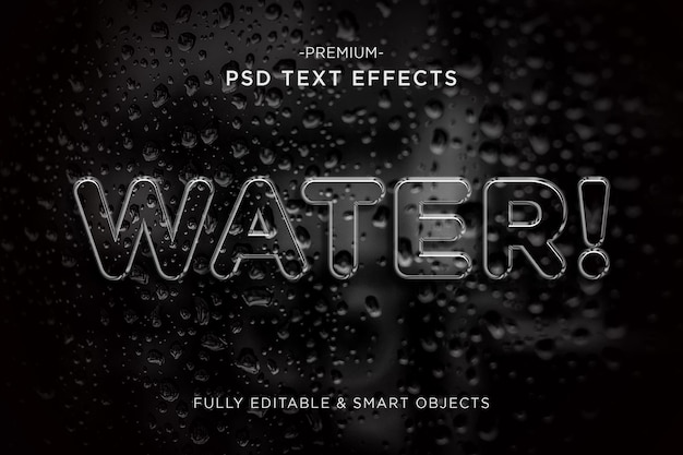 Plantilla de efecto de texto de estilo de agua 3d Premium Psd