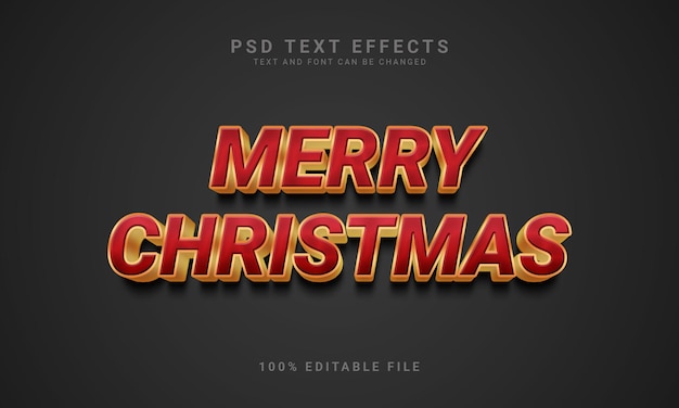 Plantilla de efecto de texto de feliz navidad editable 3d