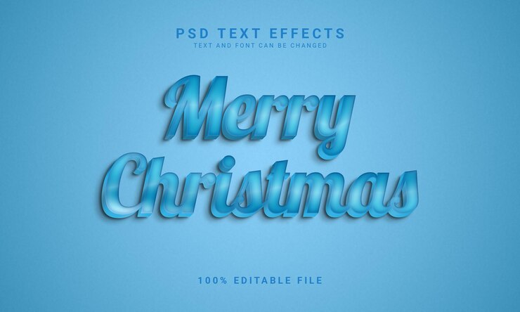 PSD plantilla de efecto de texto de feliz navidad editable 3d