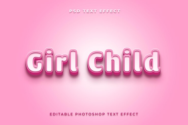 PSD plantilla de efecto de texto infantil gilr con color rosa