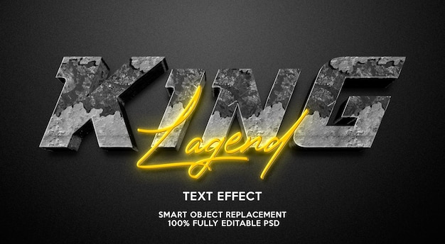 PSD plantilla de efecto de texto king lagend