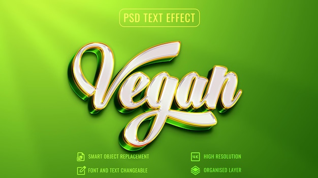 Plantilla de efecto de texto de lujo 3d vegano