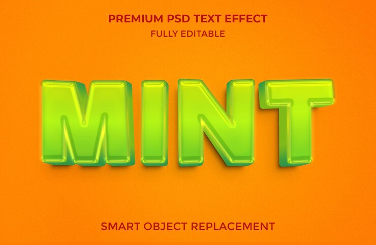 PSD plantilla de efecto de texto menta