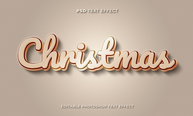 Plantilla de efecto de texto de navidad 3d con color dorado