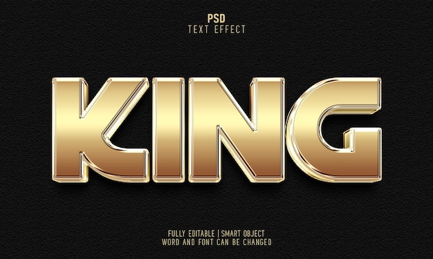 Plantilla de efecto de texto en negrita y dorado King 3d