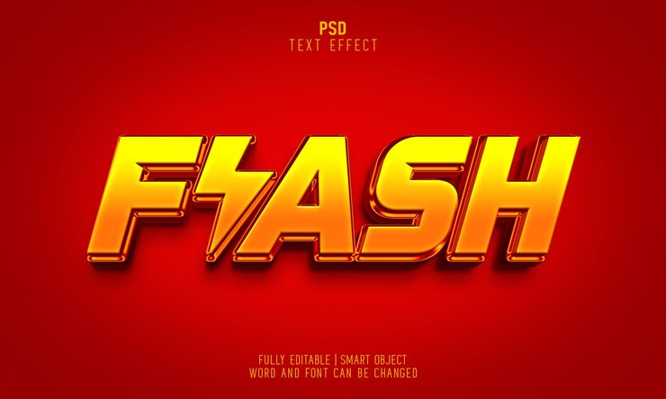 PSD plantilla de efecto de texto en negrita flash 3d