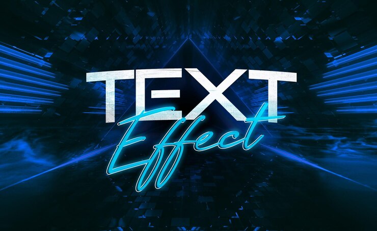 PSD plantilla de efecto de texto de neón de tecnología