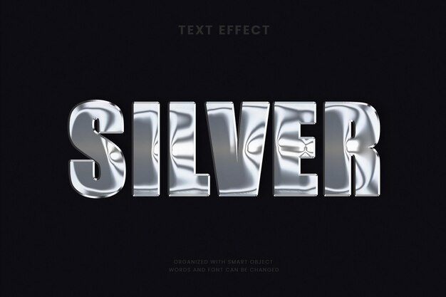 Plantilla de efecto de texto plateado