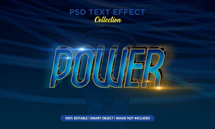 PSD plantilla de efecto de texto de poder azul