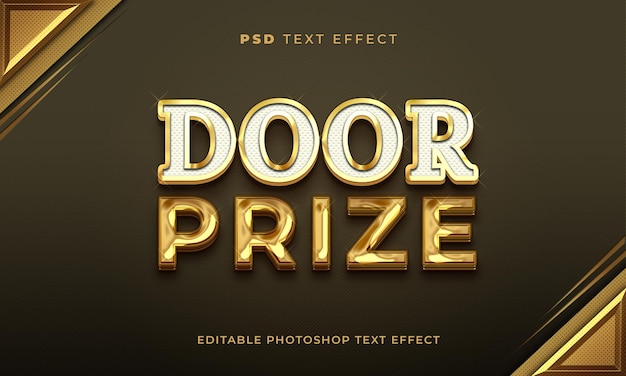 Plantilla de efecto de texto de premio de puerta 3D con color dorado
