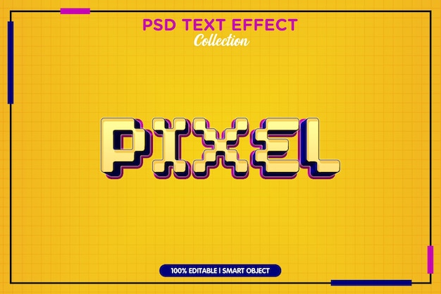 Plantilla de efecto de texto psd de arte de píxeles