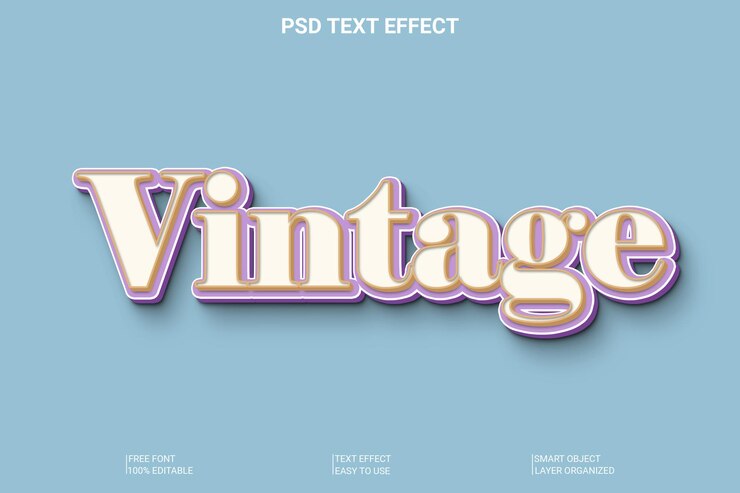PSD plantilla de efecto de texto retro con estilo 3d