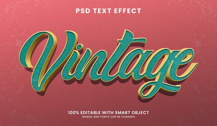 PSD plantilla de efecto de texto retro vintage