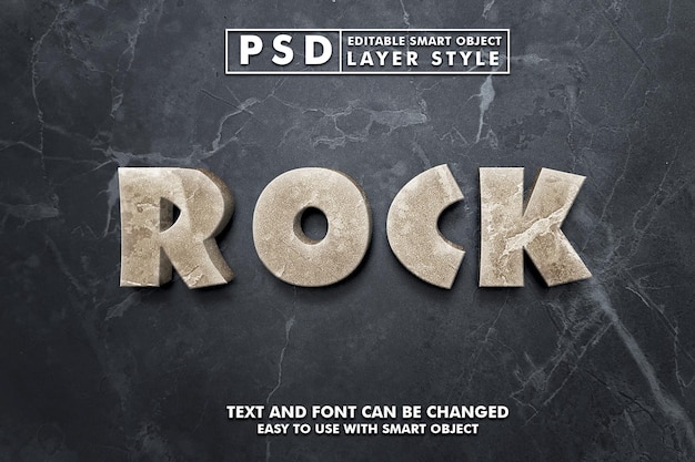 PSD plantilla de efecto de texto de rock 3d premium psd