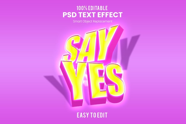 PSD plantilla de efecto de texto rosa 3d