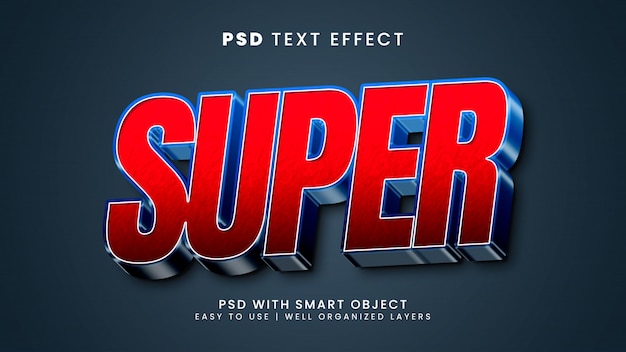 plantilla de efecto de texto super 3D editable