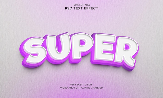Plantilla de efecto de texto super 3d