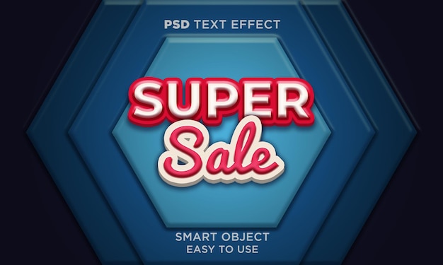 PSD plantilla de efecto de texto de super venta 3d