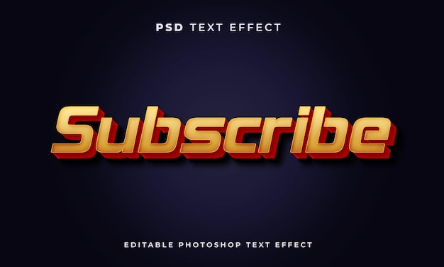 Plantilla de efecto de texto de suscripción 3D con colores rojo y amarillo