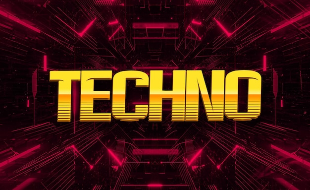 Plantilla de efecto de texto de tecnología de neón