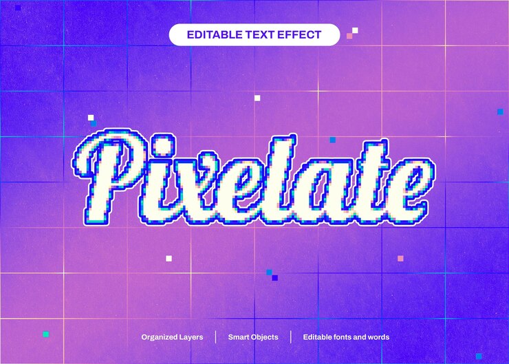 PSD plantilla de efecto de texto de tipografía de estilo pixelado editable psd