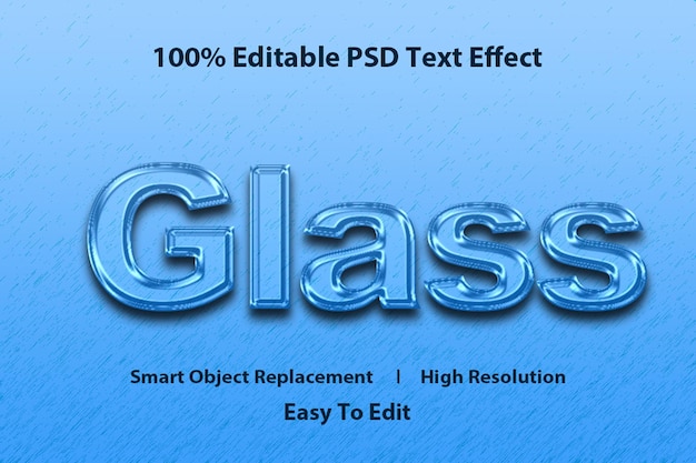 Plantilla de efecto de texto de vidrio con estilo 3d Totalmente editable PSD Premium