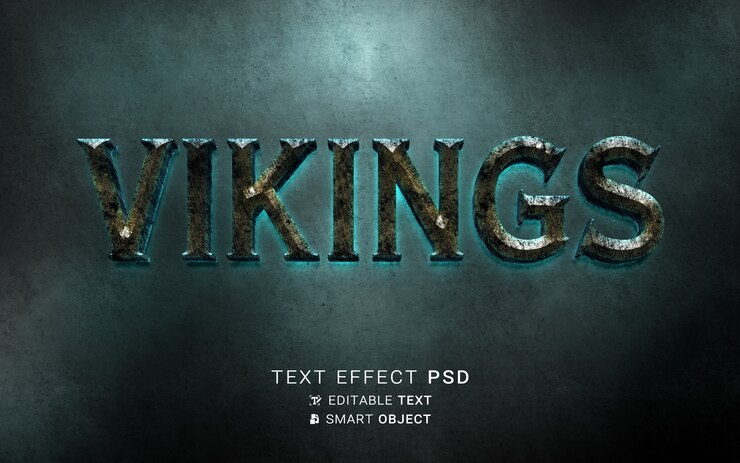 PSD plantilla de efecto de texto vikingos