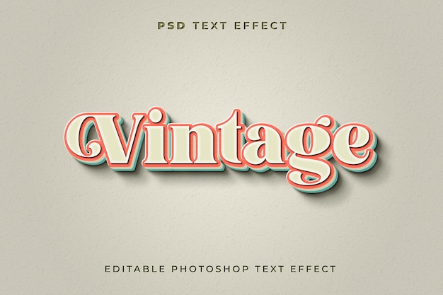 Plantilla de efecto de texto vintage 3d con fondo blanco