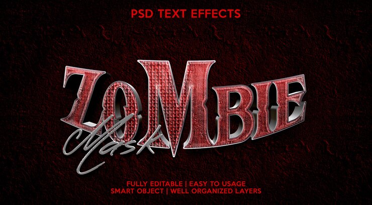 PSD plantilla de efecto de texto zombie