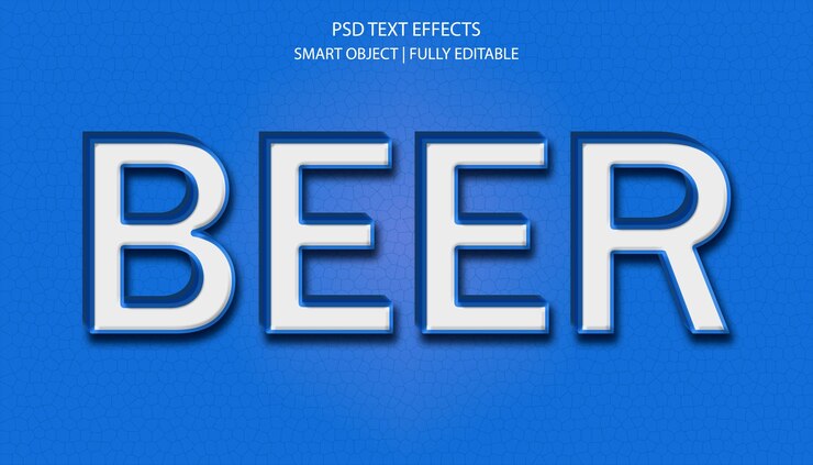 Plantilla de efectos de texto editable para la cerveza PSD