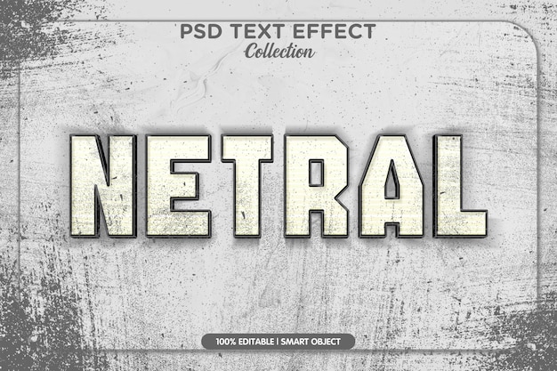 plantilla de efectos de texto PSD de Grunge urbano neutral