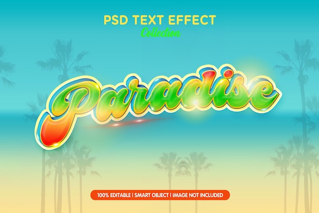 plantilla de efectos de texto psd para el paraíso de verano