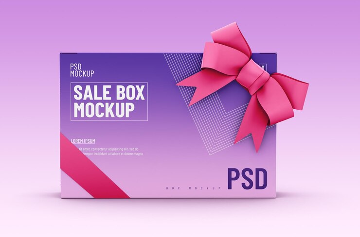 Plantilla de embalaje de caja de venta de papel para maqueta de diseño de producto en fondo limpio