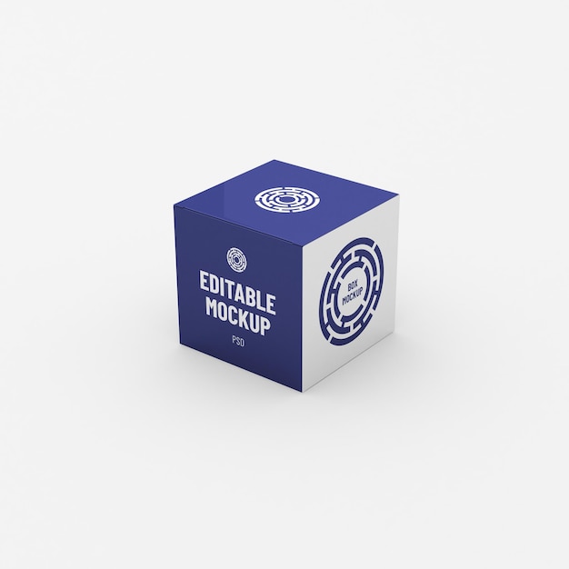 Plantilla de empaque de caja cuadrada para maqueta de diseño de producto en fondo limpio