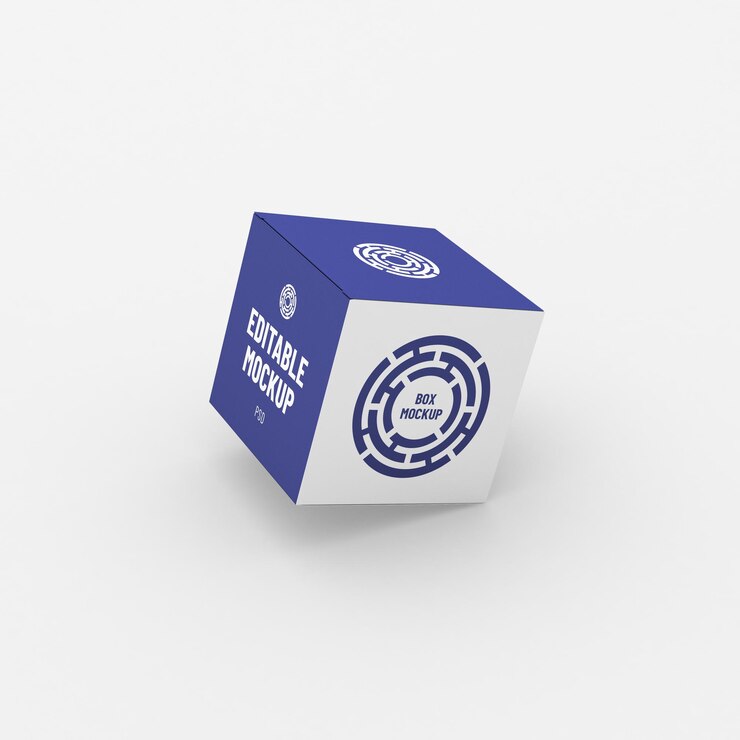 Plantilla de empaque de caja cuadrada para maqueta de diseño de producto en fondo limpio