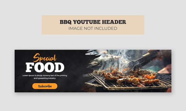 Plantilla de encabezado de portada de canal de youtube de barbacoa deliciosa parrilla barbacoa comida youtube web banner