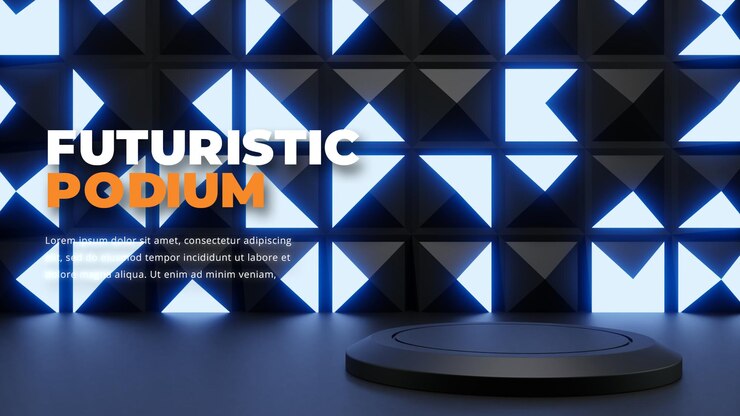 PSD plantilla de escenario de podio futurista de neón, renderizado 3d