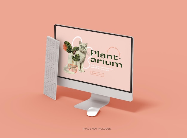 plantilla de escritorio iMac con diseño personalizable para UIUX Product Showcase 3D Render
