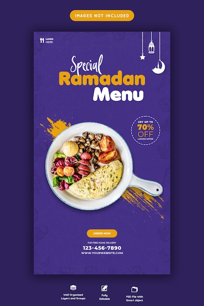 Plantilla especial de banner de comida de ramadán