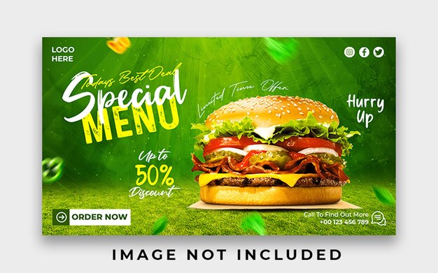 PSD plantilla especial de diseño de banner web de hamburguesa deliciosa