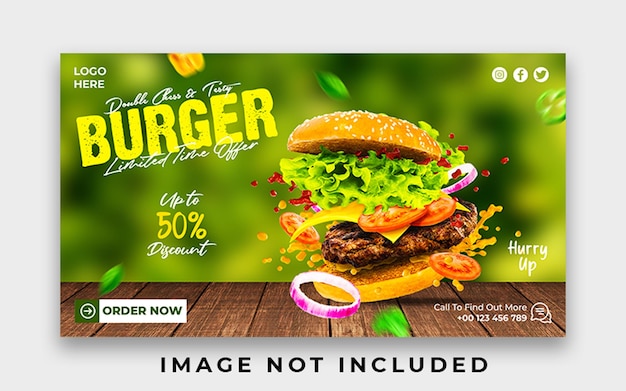 Plantilla especial de diseño de banner web de hamburguesa deliciosa