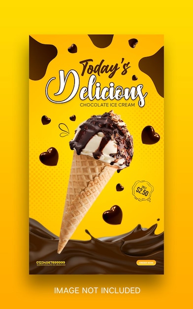 Plantilla especial de diseño de publicación de banner de redes sociales de helado de chocolate delicioso