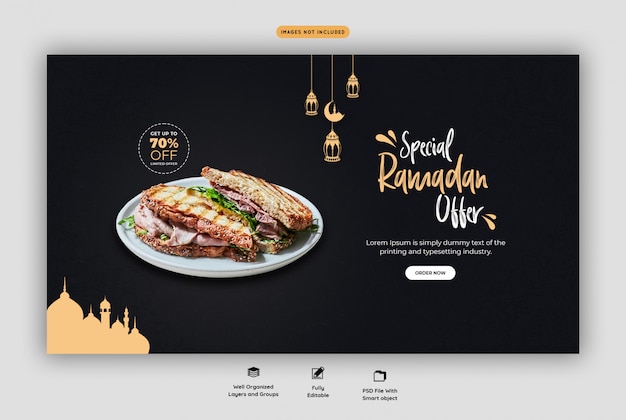Plantilla especial de página de aterrizaje de alimentos de Ramadán