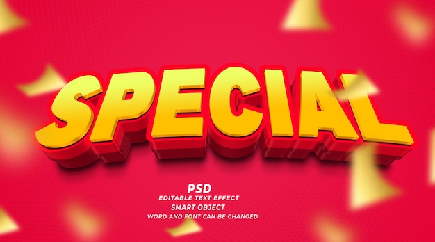Plantilla especial de Photoshop de efectos de texto 3D editable para PSD
