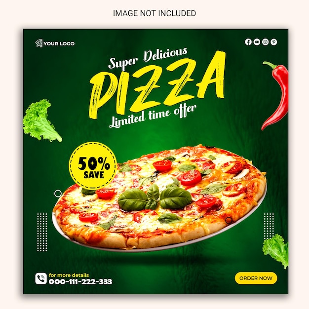 Plantilla especial de promoción de pizza en redes sociales.