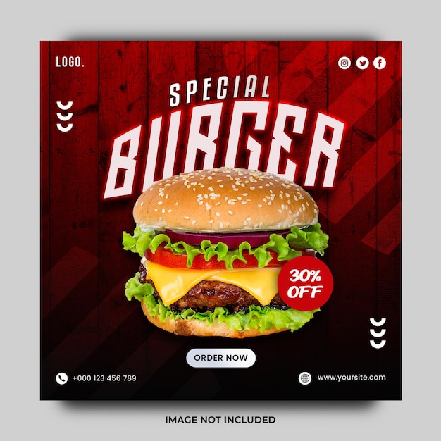 Plantilla especial de publicación de redes sociales de hamburguesas