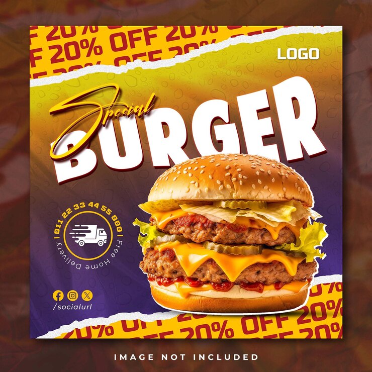 Plantilla especial de publicaciones en las redes sociales de Burger