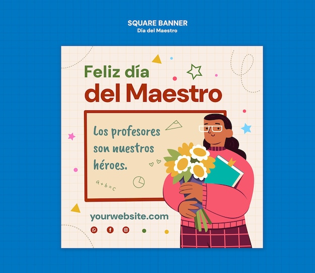 Plantilla de estandarte para la celebración del día del maestro