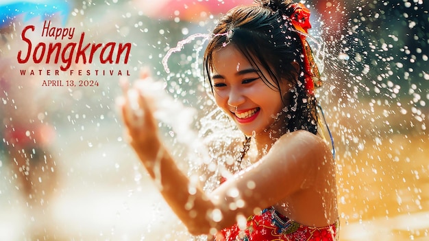 Plantilla de estandarte de happy songkran para la celebración del festival del agua de tailandia