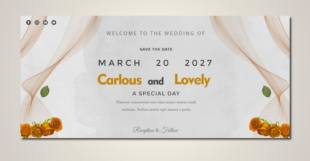 plantilla de estandarte horizontal de celebración de bodas con gradiente vectorial